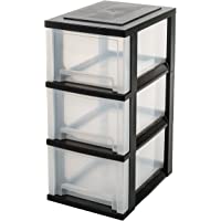 Iris Ohyama- torre de almacenamiento con 3 cajones sobre ruedas - Smart Drawer Chest - SDC-303- plástico- negro…